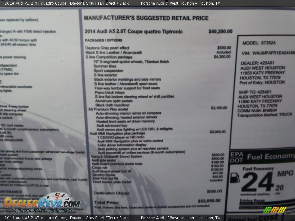 2014 Audi A5 2.0T quattro Coupe Window Sticker Photo #33