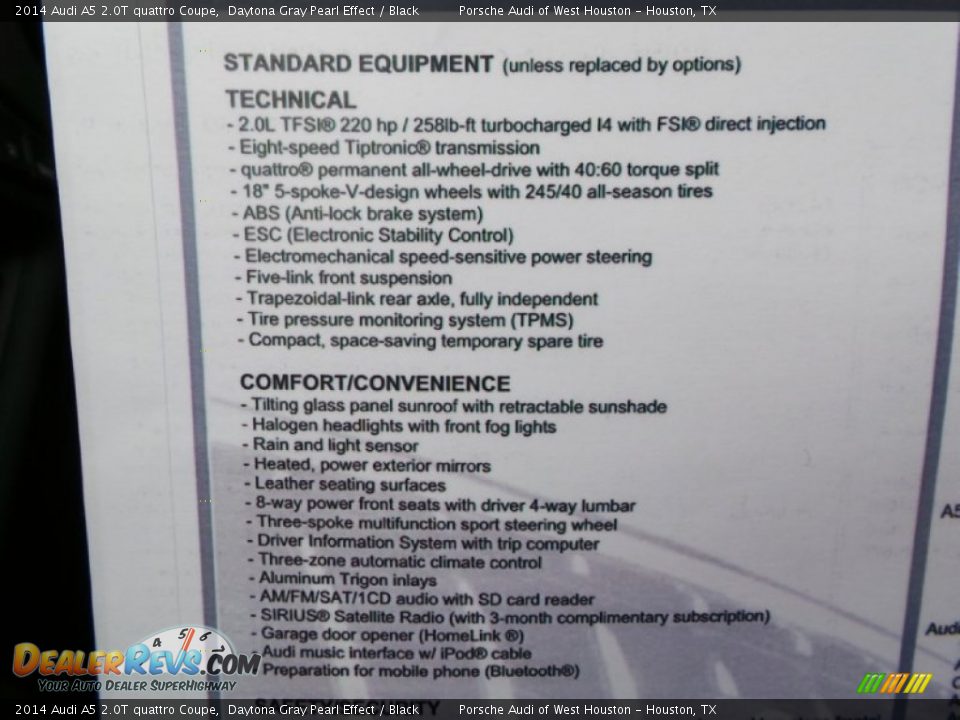 2014 Audi A5 2.0T quattro Coupe Window Sticker Photo #34