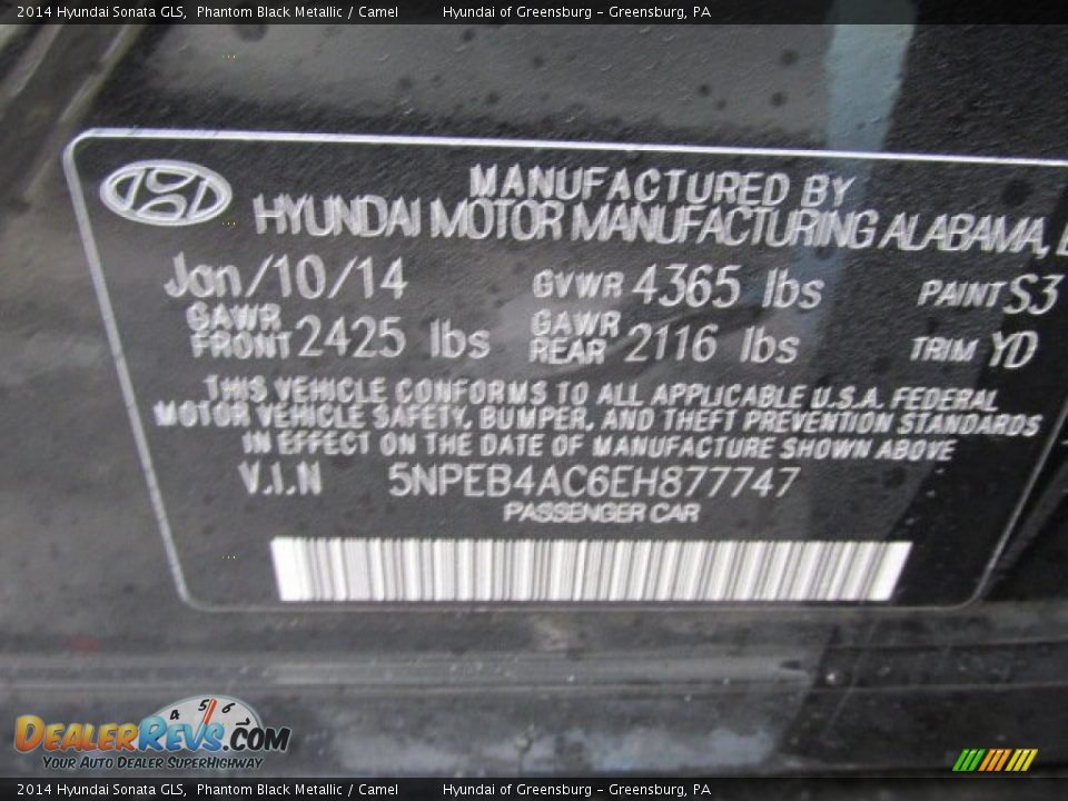 2014 Hyundai Sonata GLS Phantom Black Metallic / Camel Photo #15