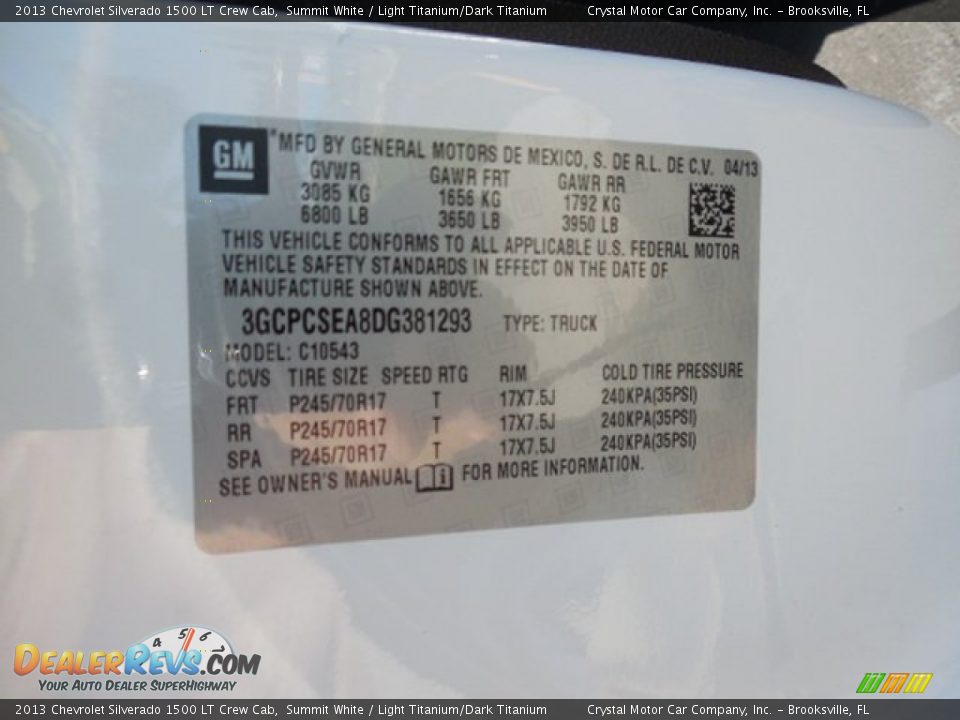 2013 Chevrolet Silverado 1500 LT Crew Cab Summit White / Light Titanium/Dark Titanium Photo #20