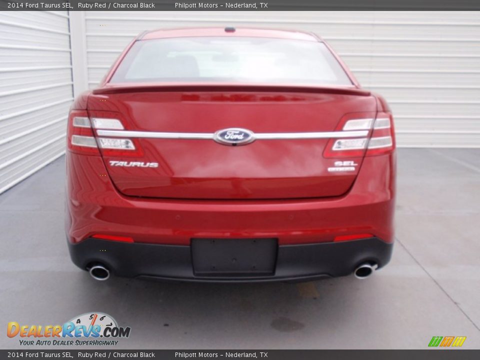 2014 Ford Taurus SEL Ruby Red / Charcoal Black Photo #5