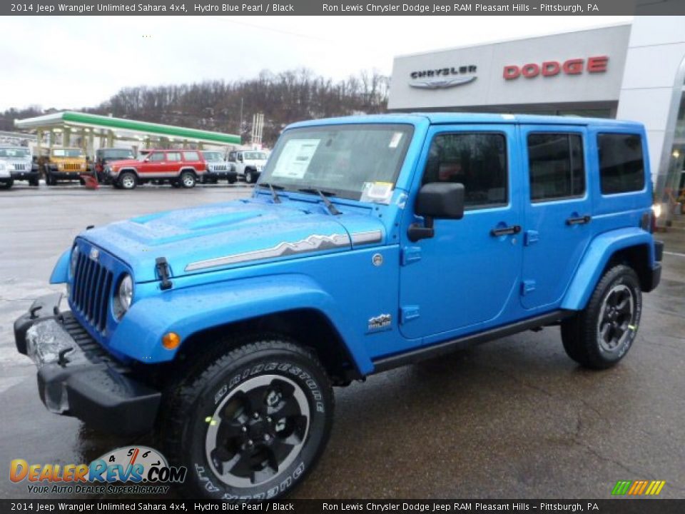 2014 Jeep Wrangler Unlimited Sahara 4x4 Hydro Blue Pearl / Black Photo #1