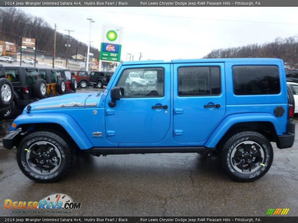 2014 Jeep Wrangler Unlimited Sahara 4x4 Hydro Blue Pearl / Black Photo #2