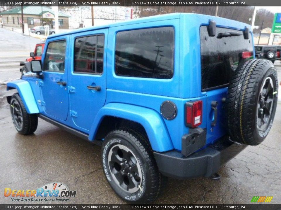 2014 Jeep Wrangler Unlimited Sahara 4x4 Hydro Blue Pearl / Black Photo #3