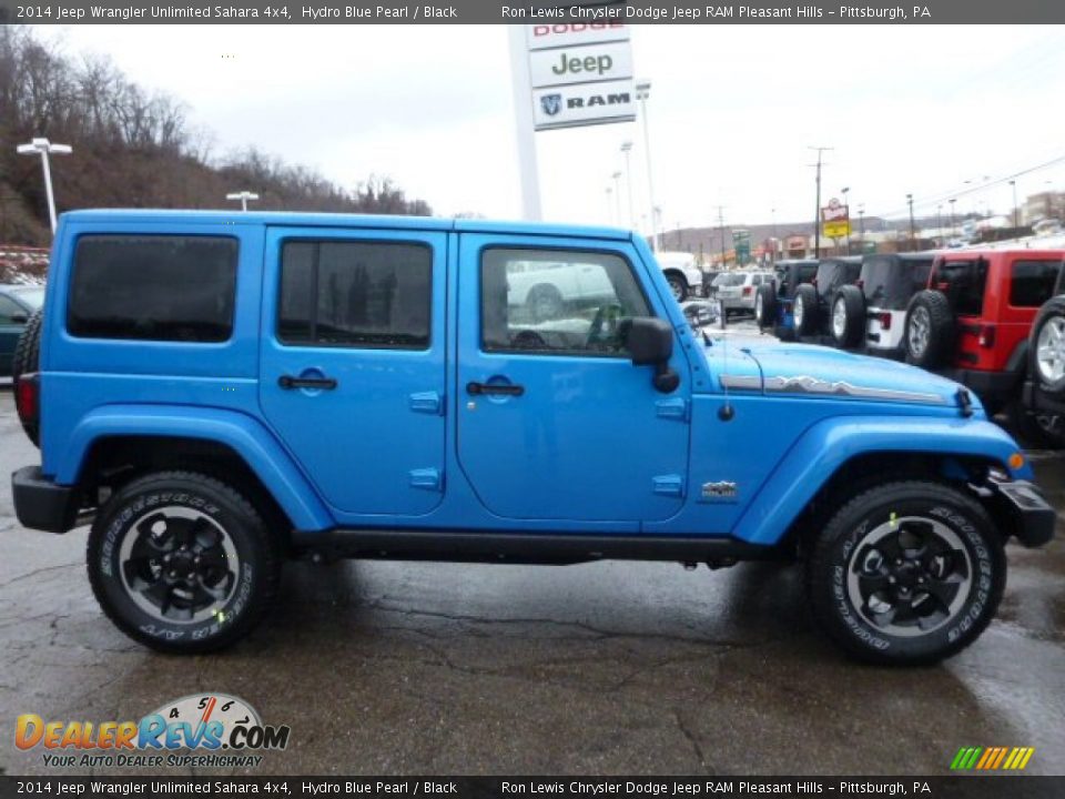 2014 Jeep Wrangler Unlimited Sahara 4x4 Hydro Blue Pearl / Black Photo #6