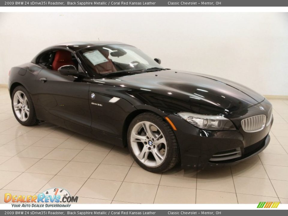 2009 BMW Z4 sDrive35i Roadster Black Sapphire Metallic / Coral Red Kansas Leather Photo #2