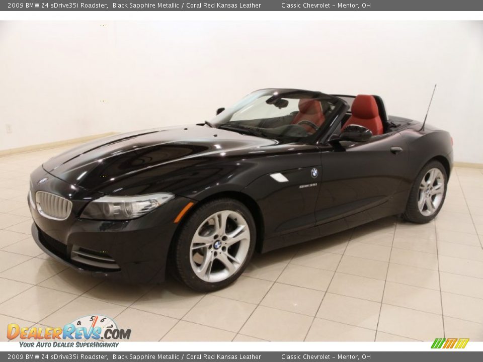 2009 BMW Z4 sDrive35i Roadster Black Sapphire Metallic / Coral Red Kansas Leather Photo #4