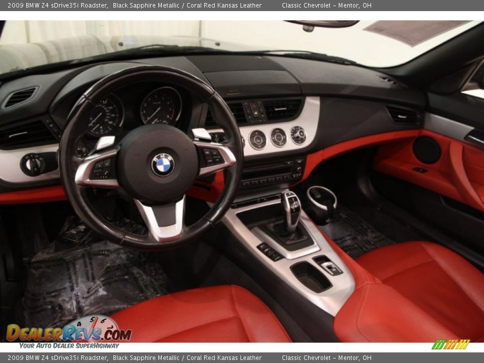 Coral Red Kansas Leather Interior - 2009 BMW Z4 sDrive35i Roadster Photo #7