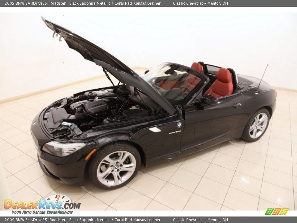 2009 BMW Z4 sDrive35i Roadster Black Sapphire Metallic / Coral Red Kansas Leather Photo #20