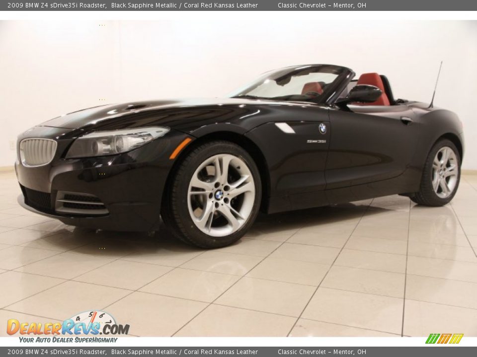 2009 BMW Z4 sDrive35i Roadster Black Sapphire Metallic / Coral Red Kansas Leather Photo #24