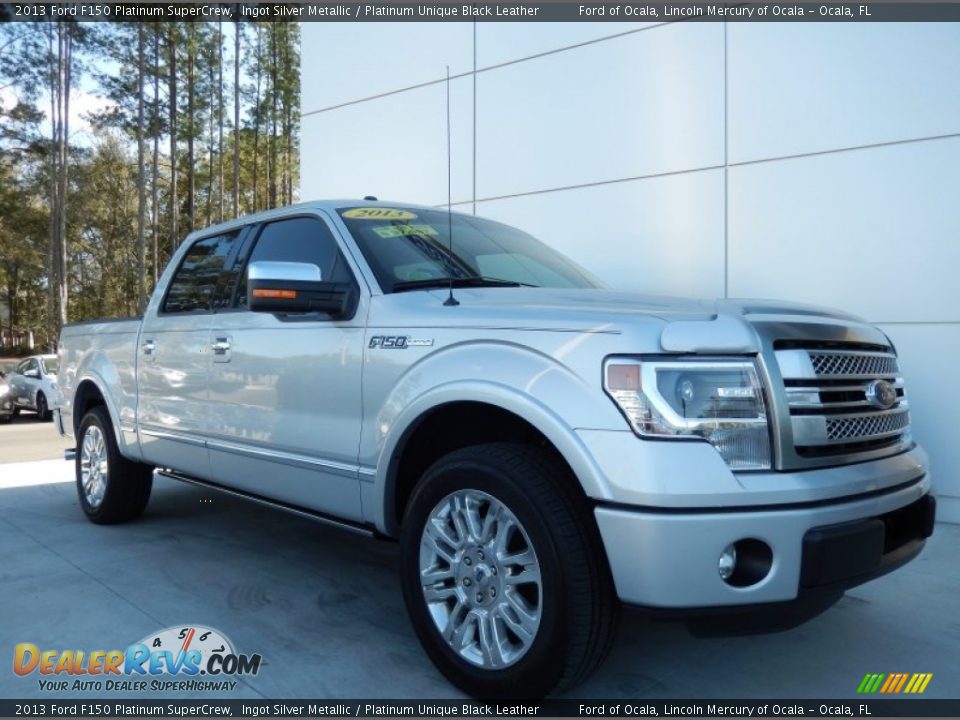 2013 Ford F150 Platinum SuperCrew Ingot Silver Metallic / Platinum Unique Black Leather Photo #6