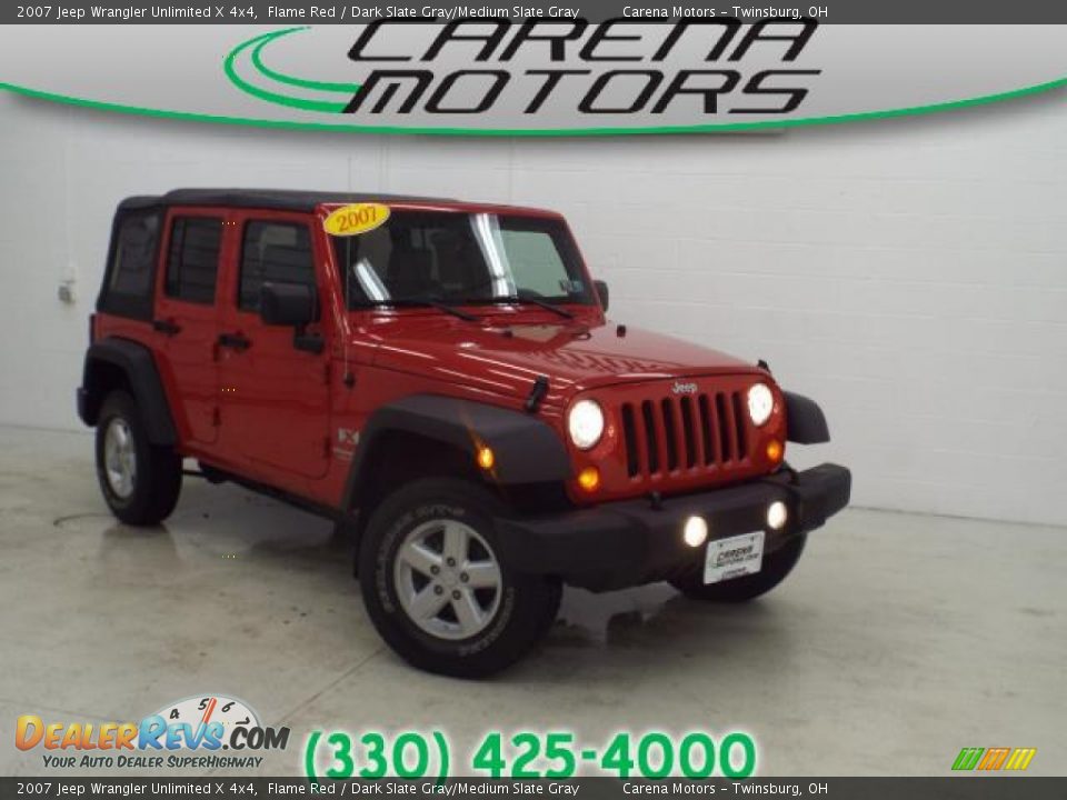 2007 Jeep Wrangler Unlimited X 4x4 Flame Red / Dark Slate Gray/Medium Slate Gray Photo #1