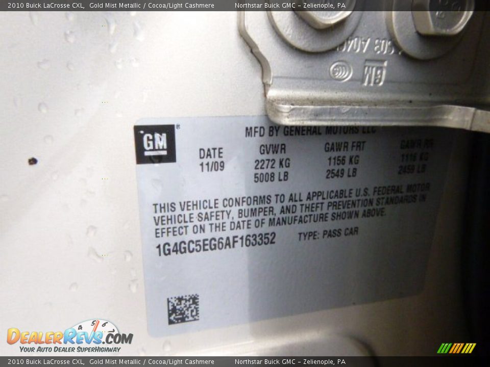 2010 Buick LaCrosse CXL Gold Mist Metallic / Cocoa/Light Cashmere Photo #20