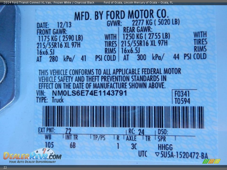 Ford Color Code Z2 Frozen White