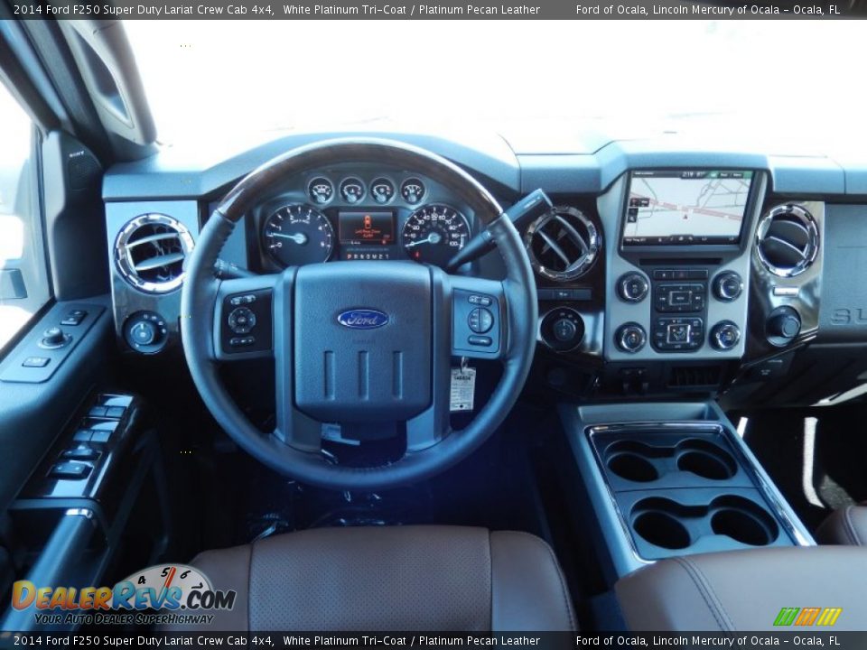 2014 Ford F250 Super Duty Lariat Crew Cab 4x4 White Platinum Tri-Coat / Platinum Pecan Leather Photo #8