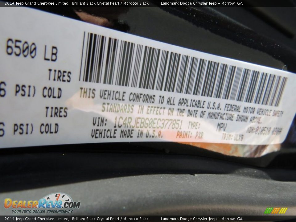 2014 Jeep Grand Cherokee Limited Brilliant Black Crystal Pearl / Morocco Black Photo #11