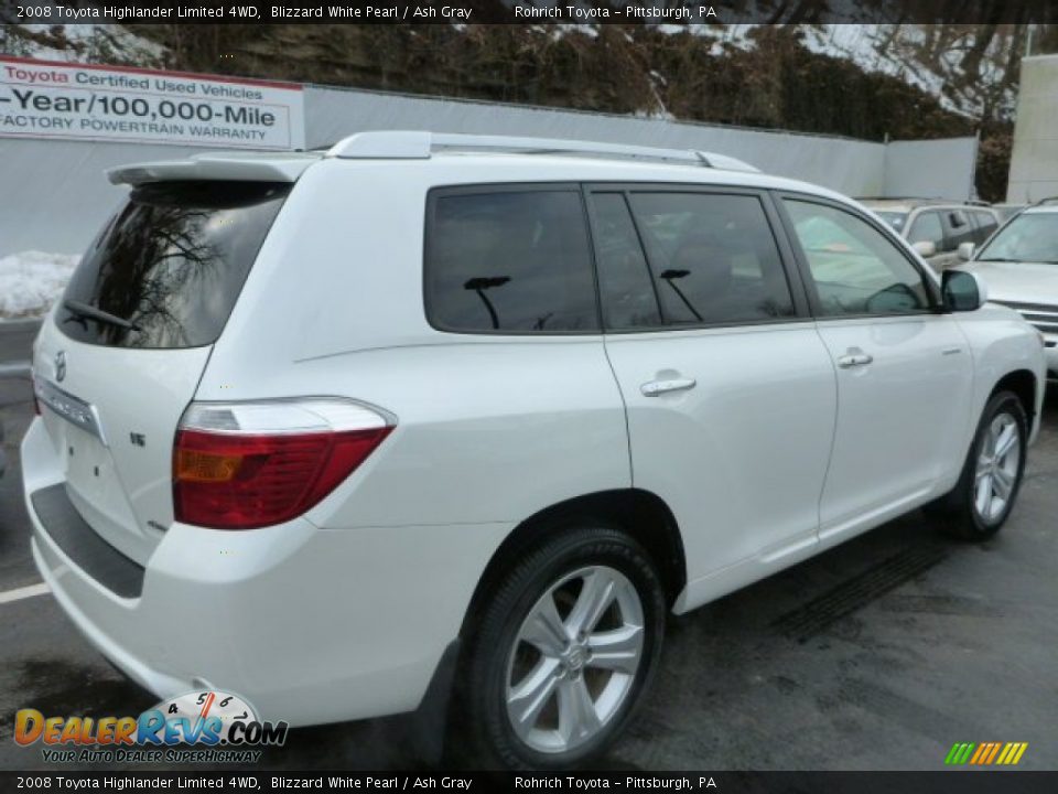 2008 Toyota Highlander Limited 4WD Blizzard White Pearl / Ash Gray Photo #15