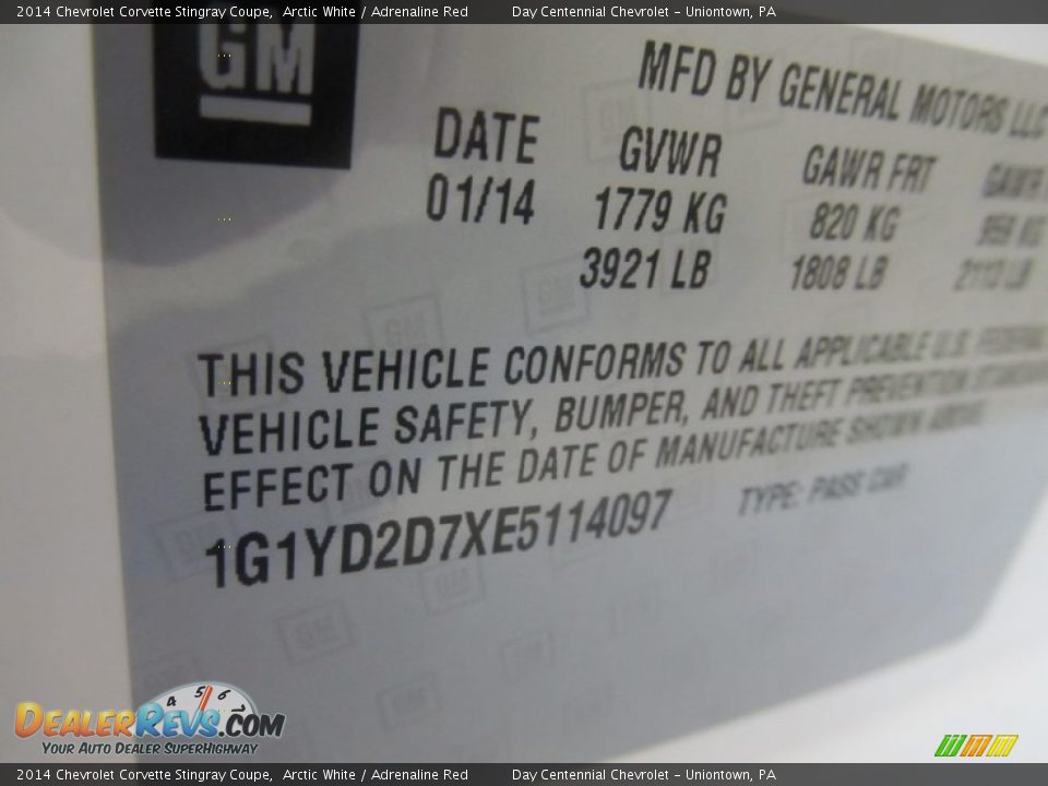 2014 Chevrolet Corvette Stingray Coupe Arctic White / Adrenaline Red Photo #19