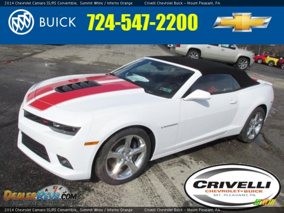 2014 Chevrolet Camaro SS/RS Convertible Summit White / Inferno Orange Photo #1