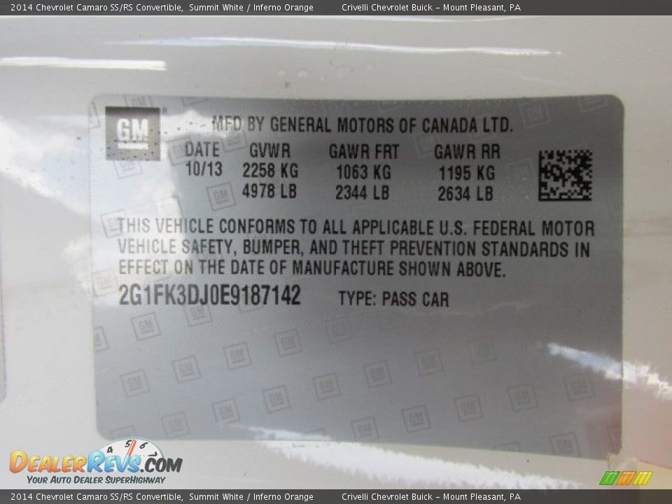 2014 Chevrolet Camaro SS/RS Convertible Summit White / Inferno Orange Photo #20