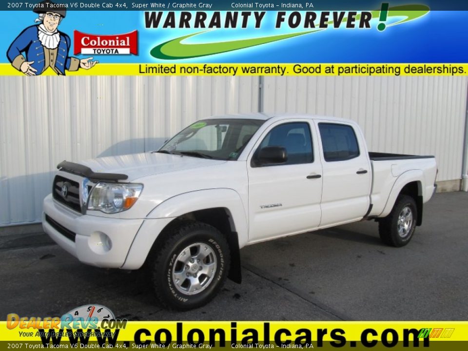 2007 Toyota Tacoma V6 Double Cab 4x4 Super White / Graphite Gray Photo #1