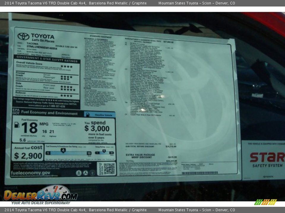 2014 Toyota Tacoma V6 TRD Double Cab 4x4 Barcelona Red Metallic / Graphite Photo #10