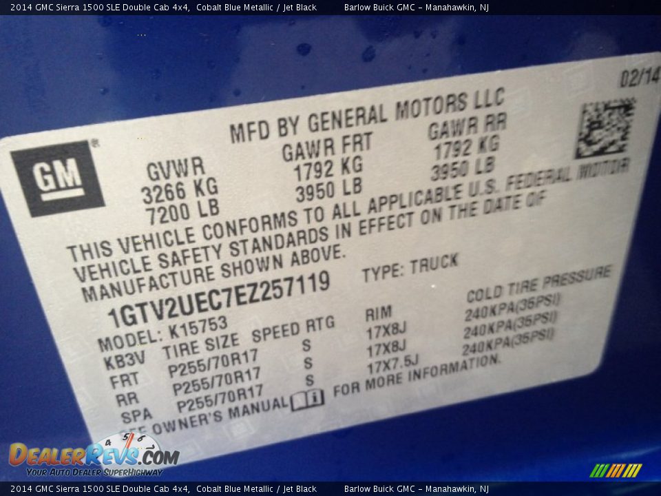 2014 GMC Sierra 1500 SLE Double Cab 4x4 Cobalt Blue Metallic / Jet Black Photo #9