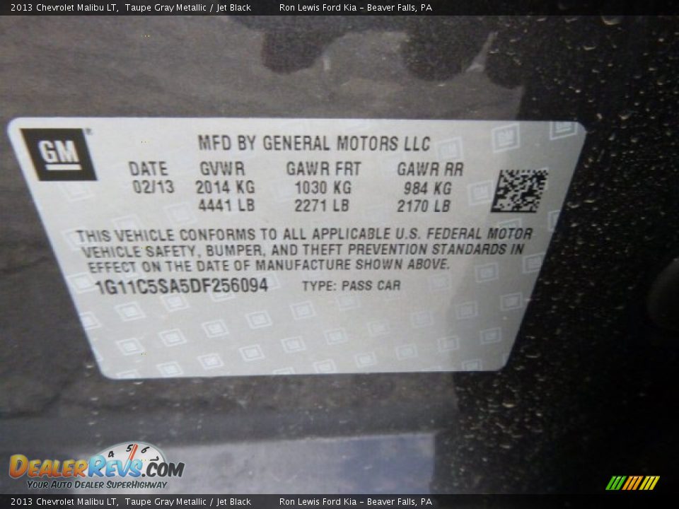 2013 Chevrolet Malibu LT Taupe Gray Metallic / Jet Black Photo #20