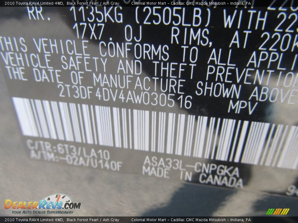 2010 Toyota RAV4 Limited 4WD Black Forest Pearl / Ash Gray Photo #19