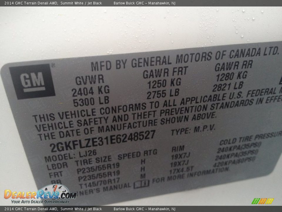 2014 GMC Terrain Denali AWD Summit White / Jet Black Photo #9