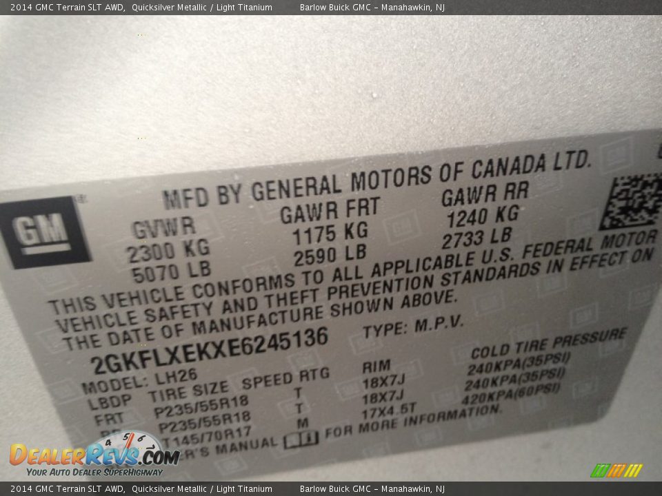 2014 GMC Terrain SLT AWD Quicksilver Metallic / Light Titanium Photo #9