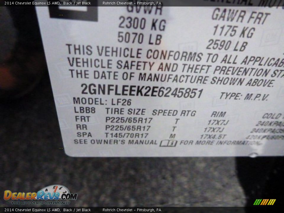2014 Chevrolet Equinox LS AWD Black / Jet Black Photo #14