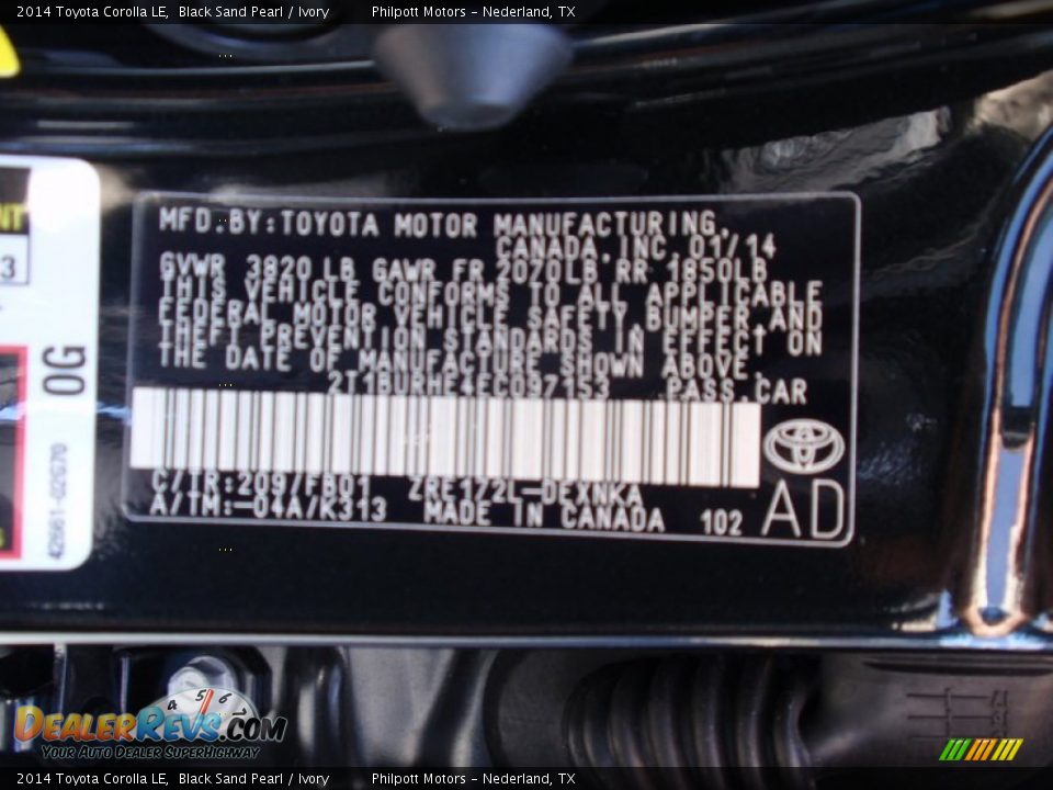 2014 Toyota Corolla LE Black Sand Pearl / Ivory Photo #33