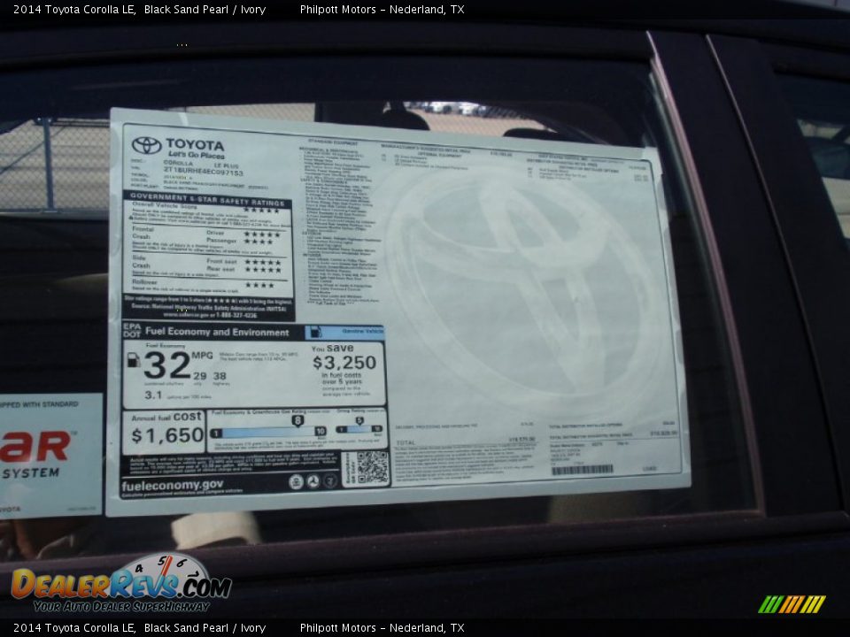 2014 Toyota Corolla LE Black Sand Pearl / Ivory Photo #34