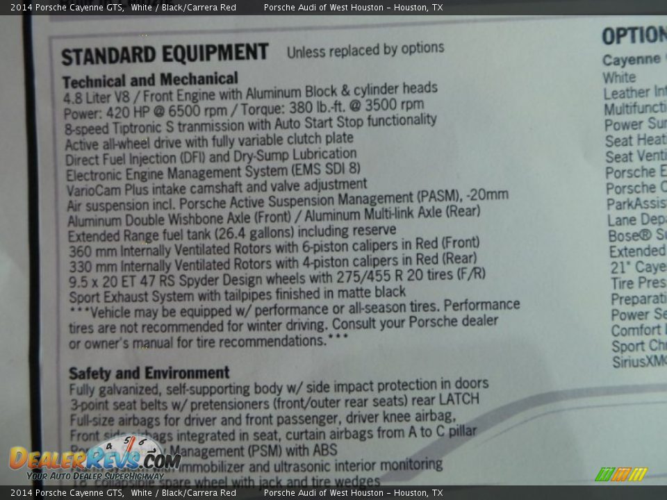 2014 Porsche Cayenne GTS Window Sticker Photo #35