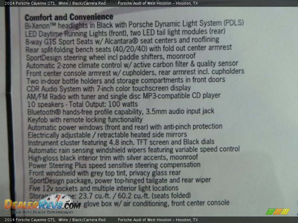 2014 Porsche Cayenne GTS Window Sticker Photo #36