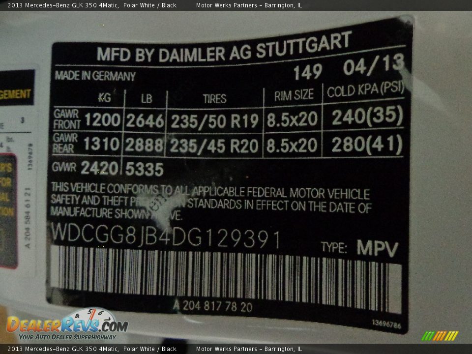 2013 Mercedes-Benz GLK 350 4Matic Polar White / Black Photo #18