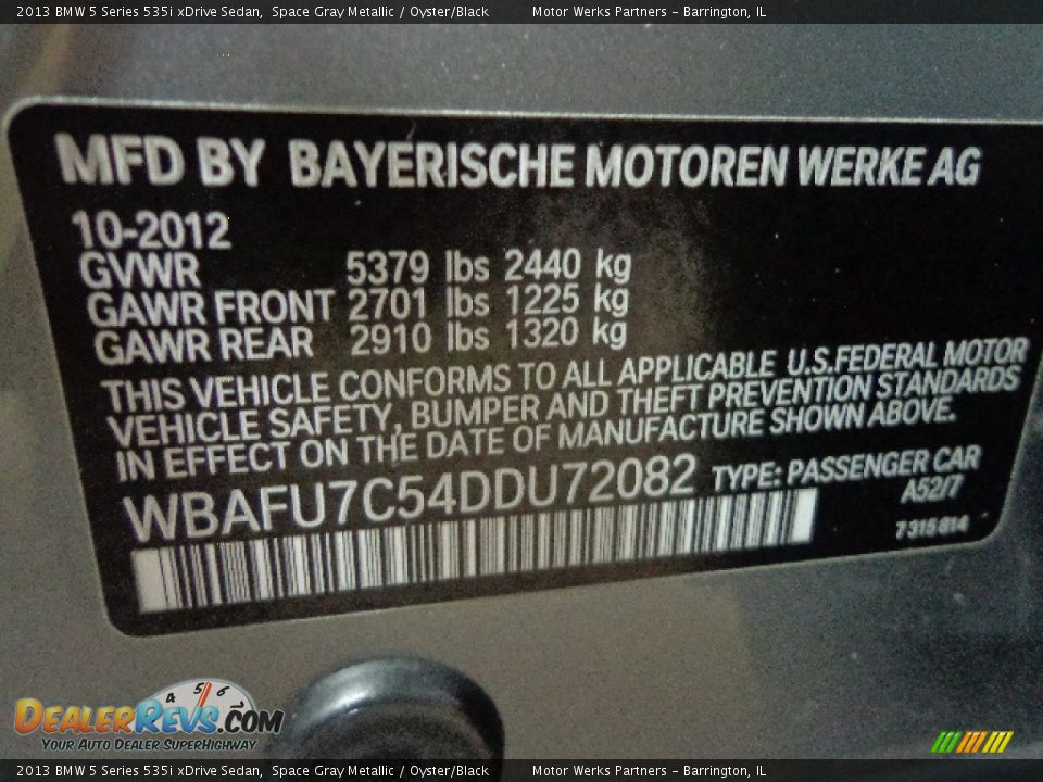 2013 BMW 5 Series 535i xDrive Sedan Space Gray Metallic / Oyster/Black Photo #25