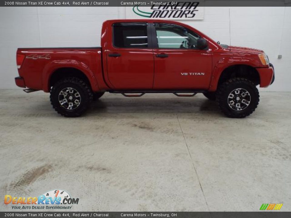 2008 Nissan Titan XE Crew Cab 4x4 Red Alert / Charcoal Photo #4
