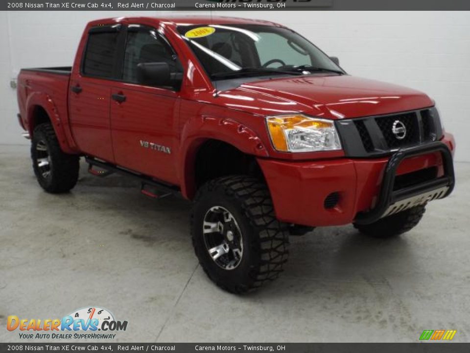 2008 Nissan Titan XE Crew Cab 4x4 Red Alert / Charcoal Photo #7