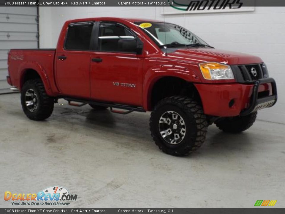 2008 Nissan Titan XE Crew Cab 4x4 Red Alert / Charcoal Photo #10