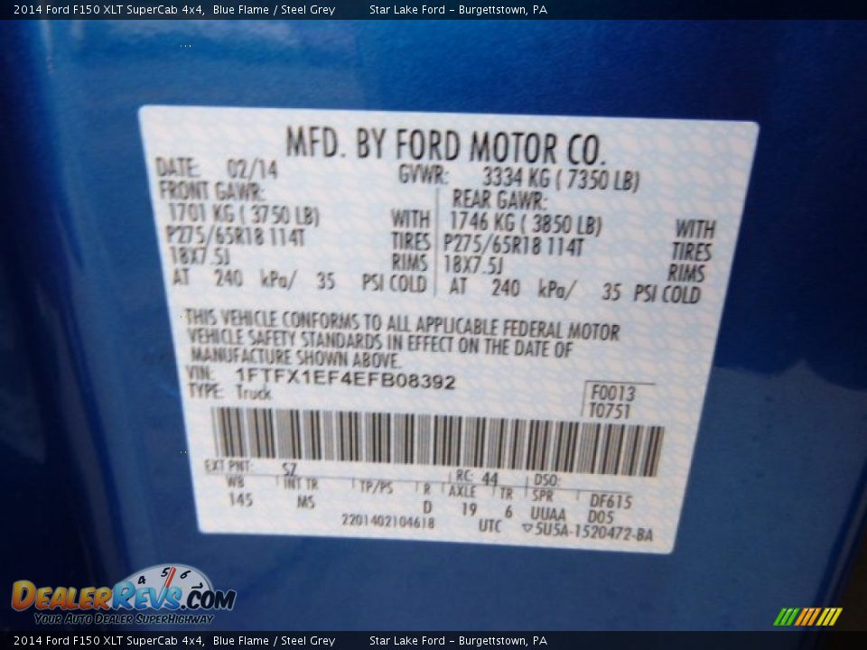 2014 Ford F150 XLT SuperCab 4x4 Blue Flame / Steel Grey Photo #20