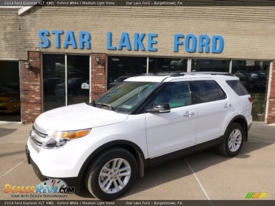 2014 Ford Explorer XLT 4WD Oxford White / Medium Light Stone Photo #1