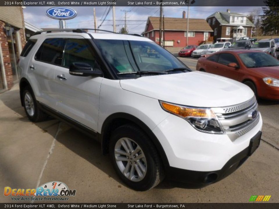 2014 Ford Explorer XLT 4WD Oxford White / Medium Light Stone Photo #3