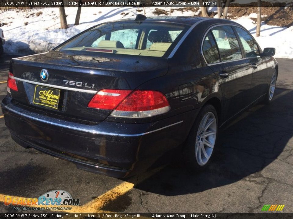 2006 BMW 7 Series 750Li Sedan Toledo Blue Metallic / Dark Beige/Beige III Photo #4