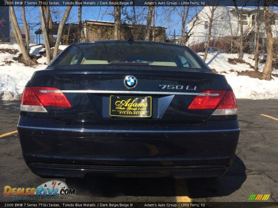 2006 BMW 7 Series 750Li Sedan Toledo Blue Metallic / Dark Beige/Beige III Photo #5