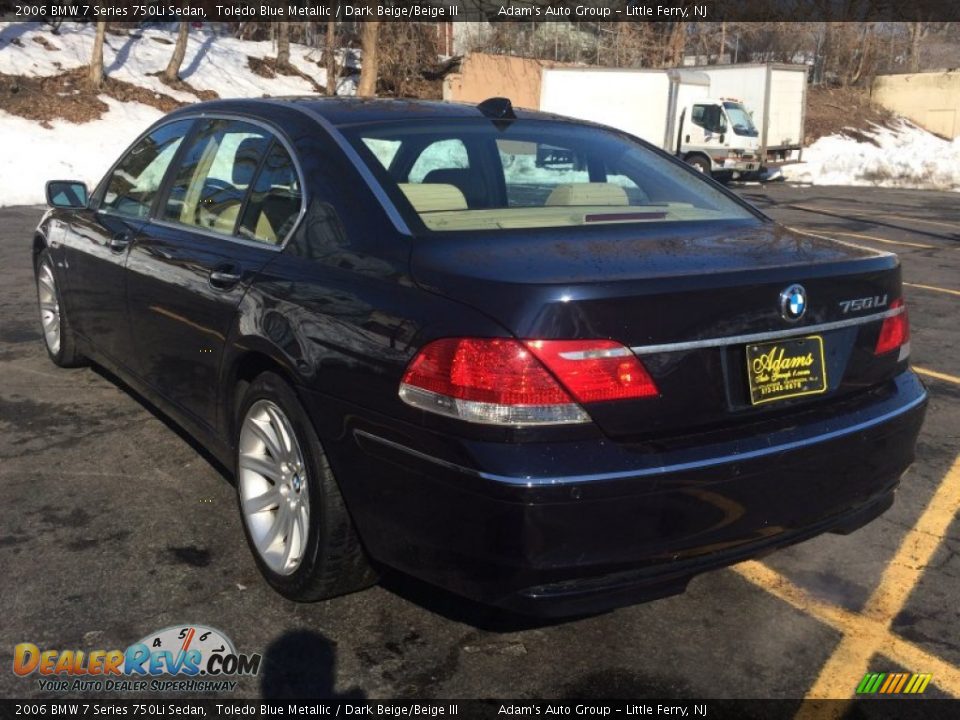 2006 BMW 7 Series 750Li Sedan Toledo Blue Metallic / Dark Beige/Beige III Photo #6