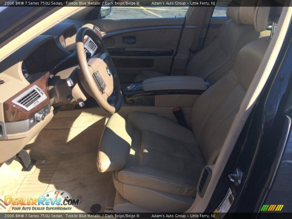 2006 BMW 7 Series 750Li Sedan Toledo Blue Metallic / Dark Beige/Beige III Photo #8