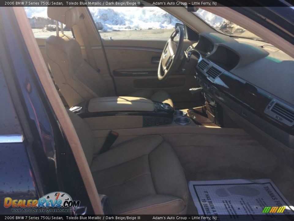 2006 BMW 7 Series 750Li Sedan Toledo Blue Metallic / Dark Beige/Beige III Photo #16