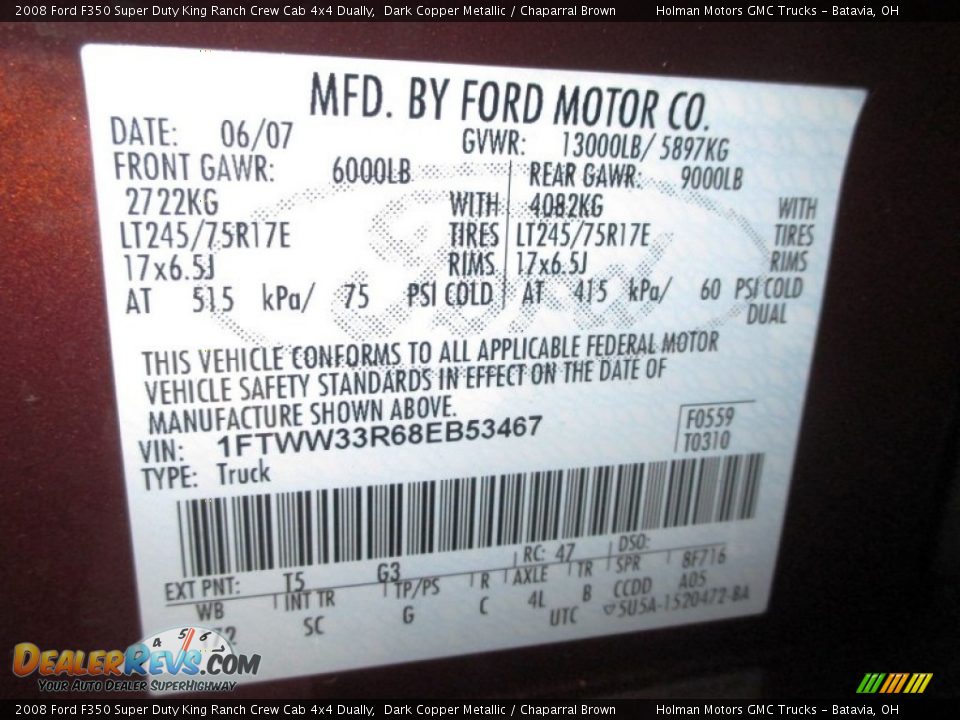 2008 Ford F350 Super Duty King Ranch Crew Cab 4x4 Dually Dark Copper Metallic / Chaparral Brown Photo #8